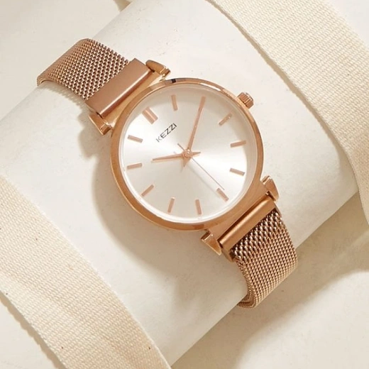 Crystal Rose Gold Quartz Stainless Steel Wristwatch