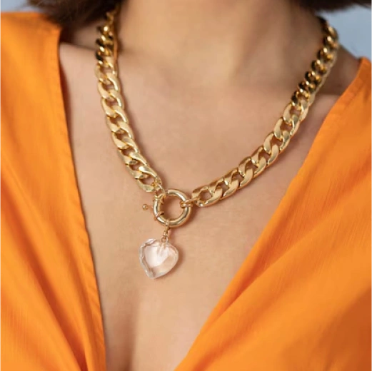 Vintage Charm Locket – Rose Gold, 18-inch, Engraved Heart Design