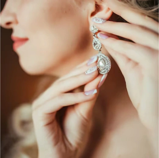 Pearl Drop Bridal Earrings – White Gold, 10mm Pearls, Diamond Accents