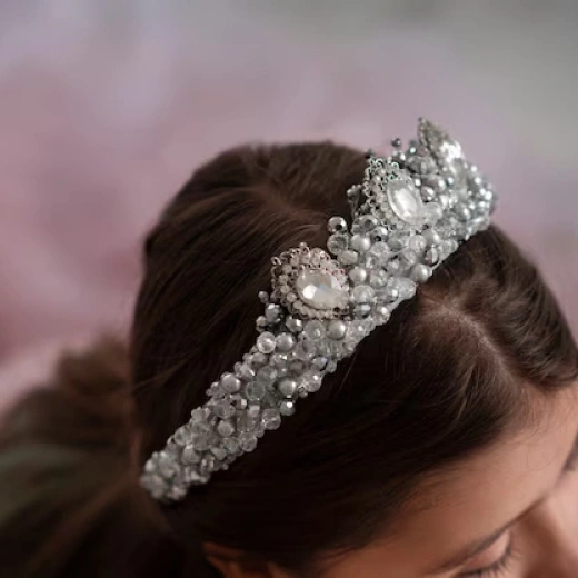 Radiant Bridal Tiara – Silver, Crystal Accents, 2-inch Height